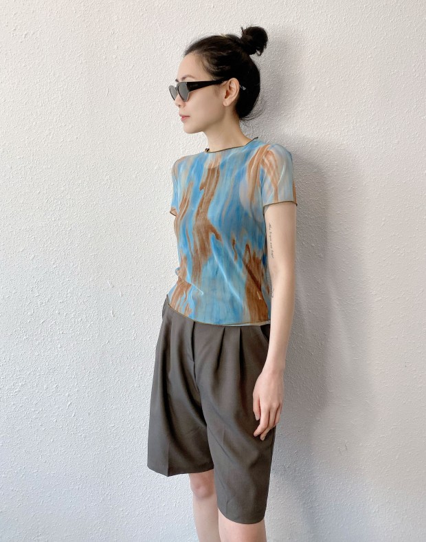 Tie Dye Mesh Top #250412